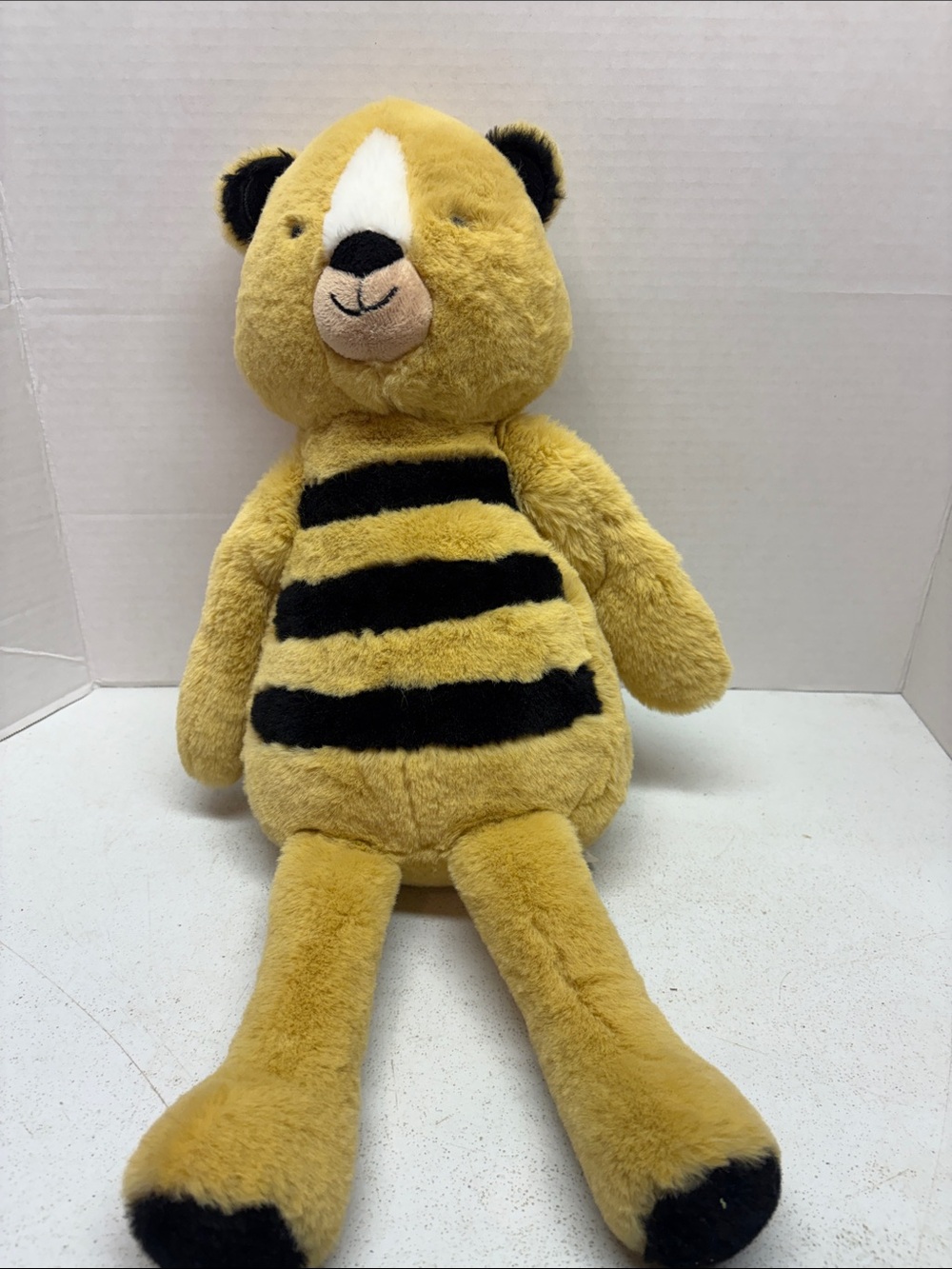 Pottery Barn Kids Yellow and Black Striped Plush Bear